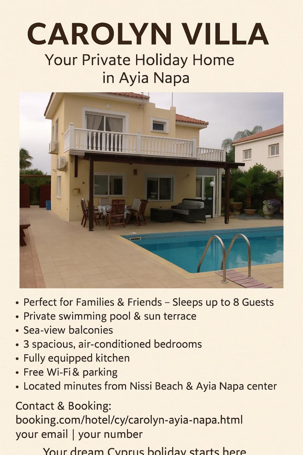Carolyn Villa Is A Luxury 4-Bedroom Villa With Private Pool In Айя Напа Екстериор снимка